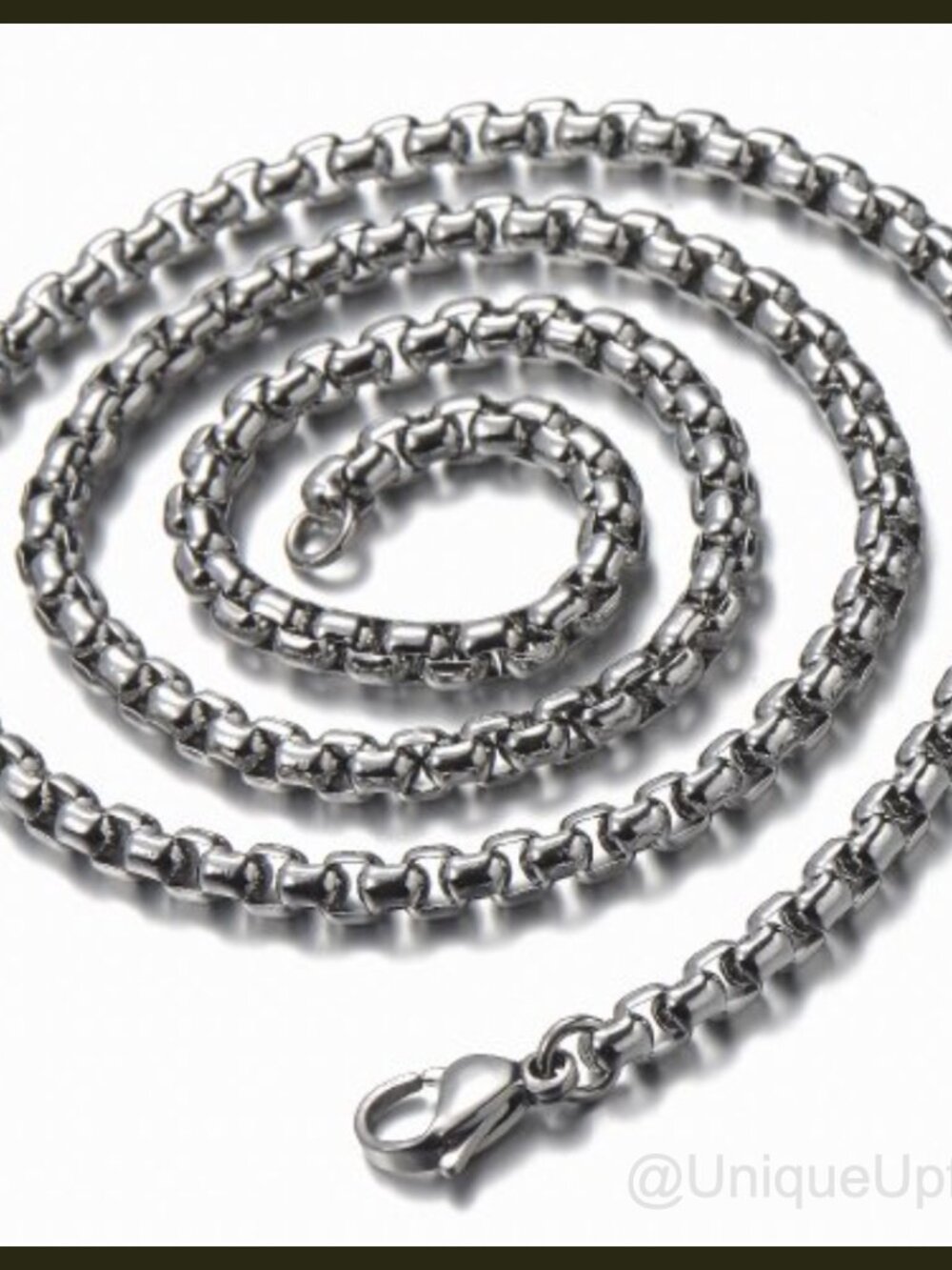 Extra Large Steel Cross Pendant Necklace Cubic Zirconia Wheat Chain Unisex - Picture 4 of 6